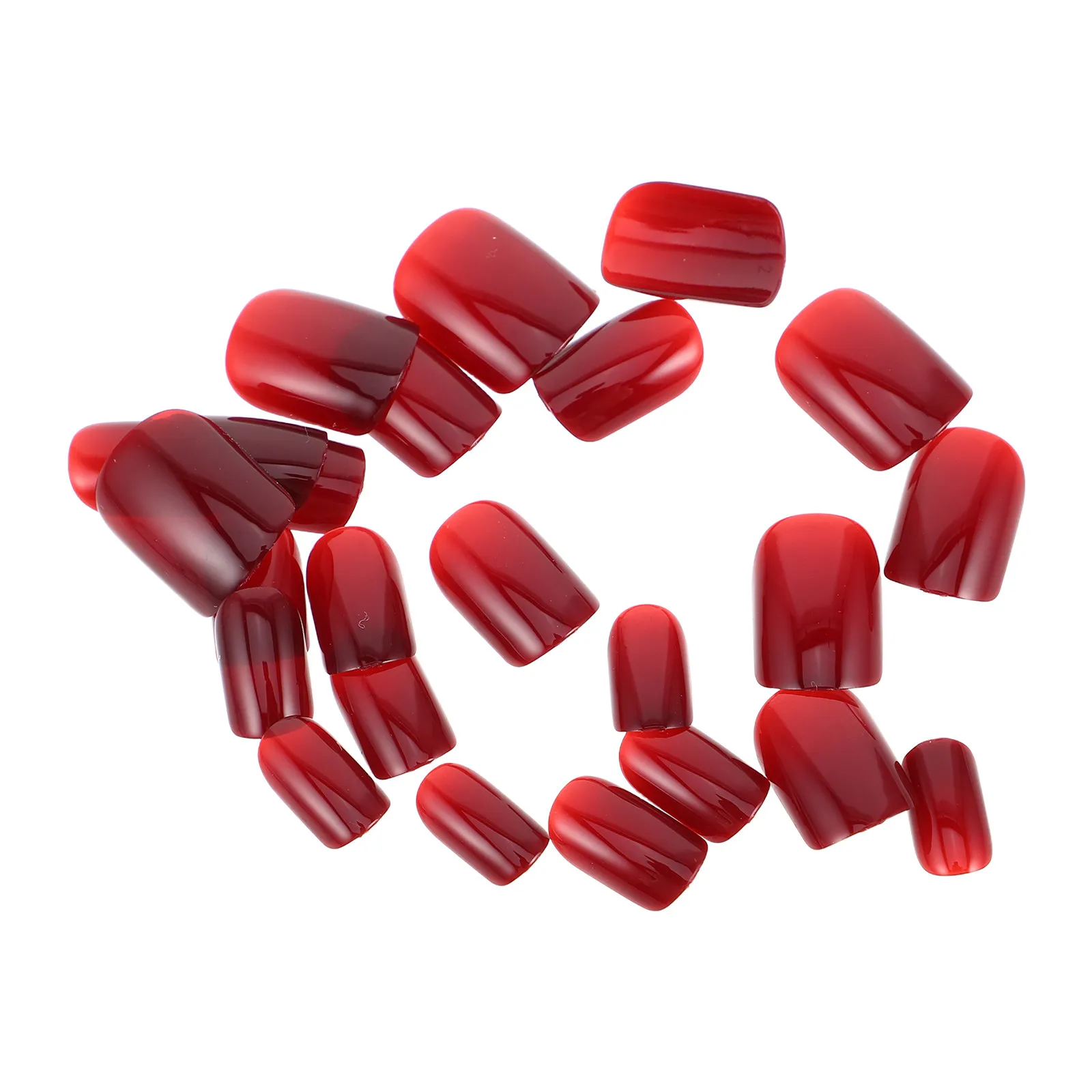 2Pcs Short Burgundy Nails Press Detachable Wearable Nail Pieces Quick Salon Manicure for Women Red Nail Tools