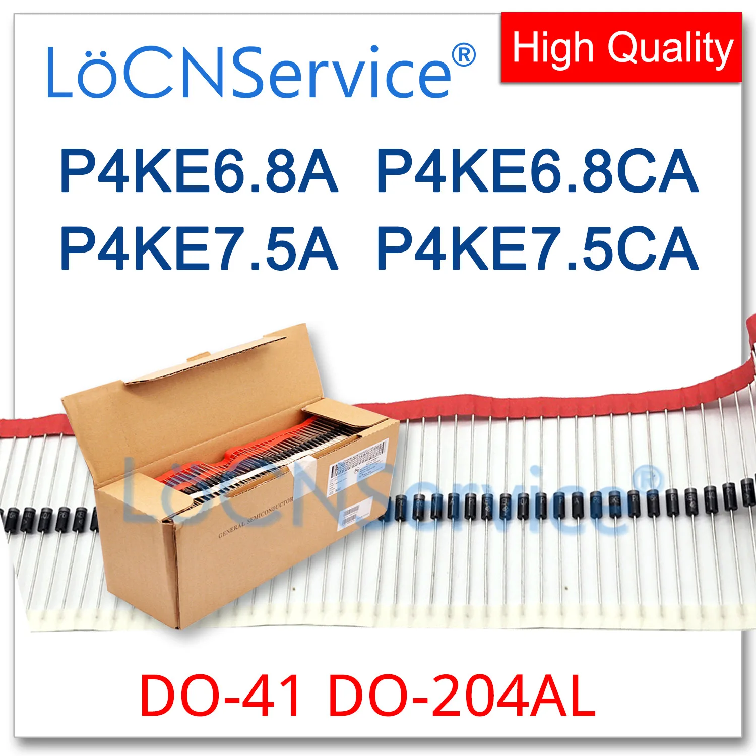 LoCNService DO-41 P4KE6.8 P4KE6.8A P4KE6.8CA P4KE7.5A P4KE7.5CA 500 шт. 3000 шт. UNI BI DIP Высокое качество DO41 P4KE TVS