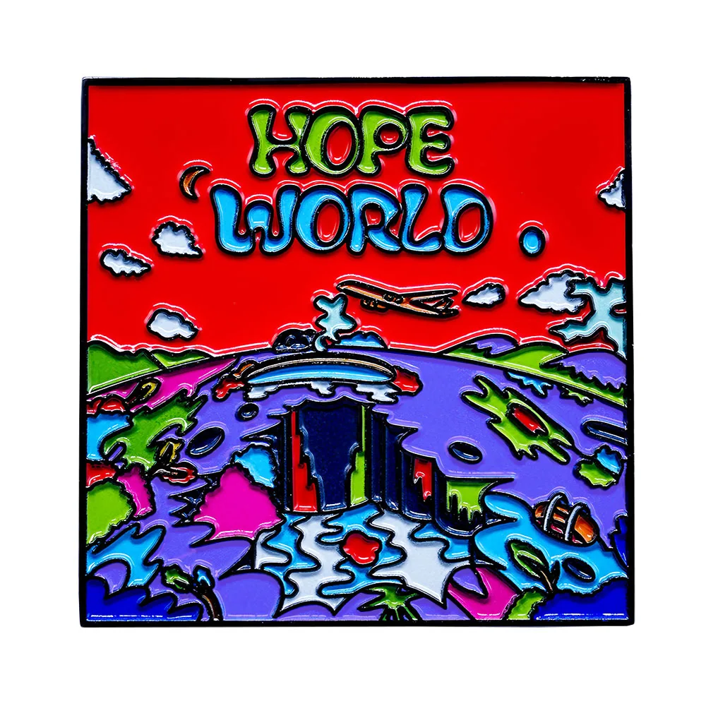 Hope World Pop Album Enamel Brooch Conveys Positive Energy Lapel Pin Korean Idol Badge Accessories Song Peripheral Fans Gift Col