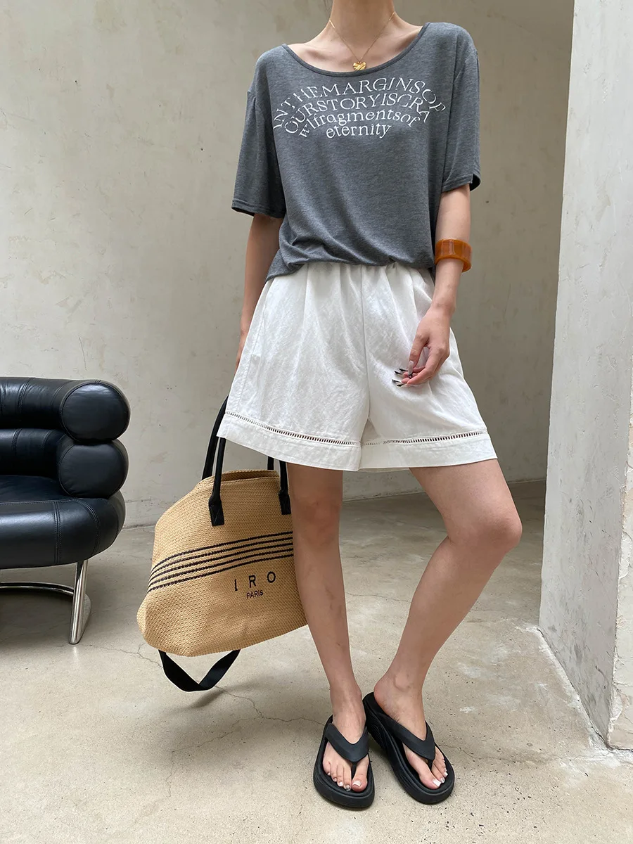 Sommerliches Damen-T-Shirt mit lässigem und modischem Design, Nischen-Design mit Buchstaben-Print, Rundhalsausschnitt und kurzen Ärmeln – Detail 20