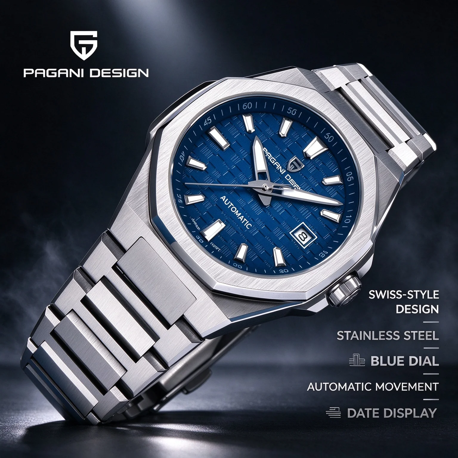 Pagani Design Men's New Automatic Mechanical Hollow Date Night Light Wristwatch PDYS023