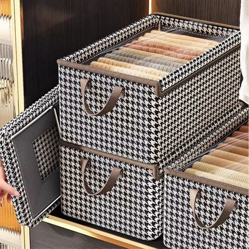 Wardrobe with Dust Cover, Foldable Large Storage Box, Household Multifunctional Folding Clothes Classification Storage Basket - view 2