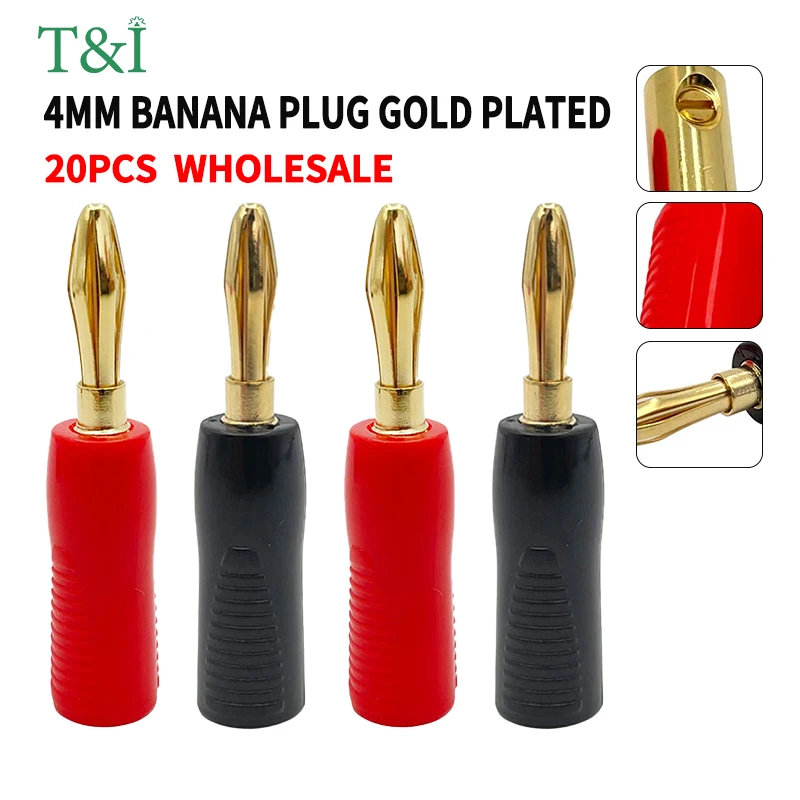 

20Pcs Gold-Plated Fever Audio Speaker Speaker Cable 4mm Banana Plug Banana Head Pure Copper Banana Plug Free Of Welding Head