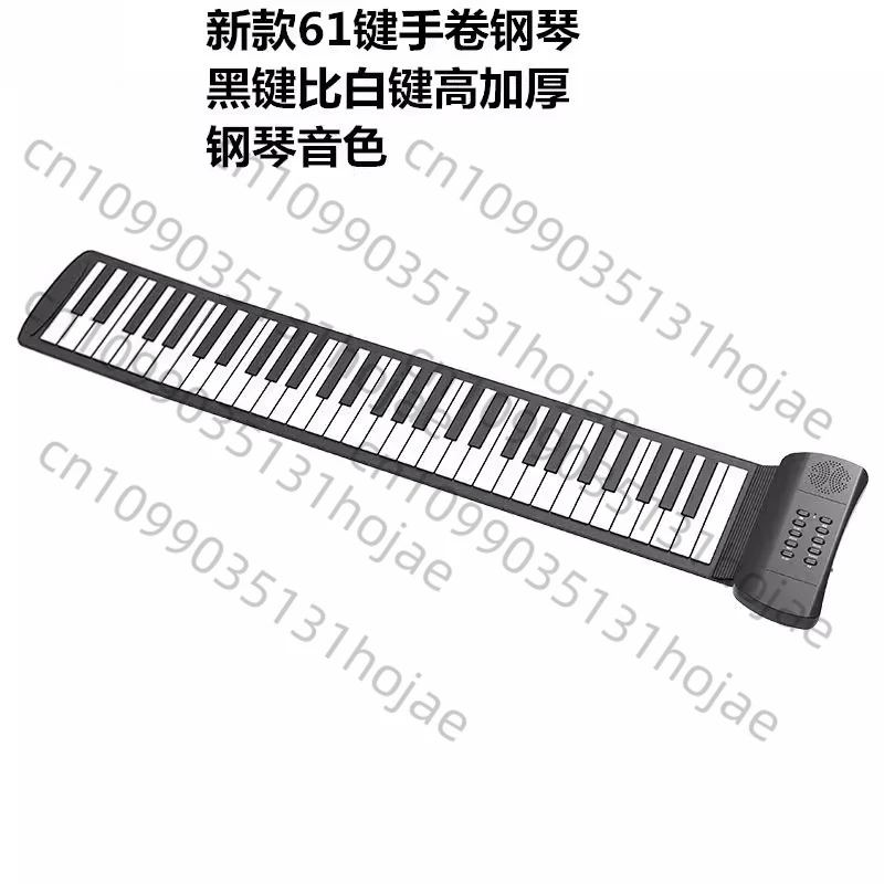 

English 61-key Hand-rolled Piano, Thickened Silicone Folding Electronic Organ Adult Musical Instrument