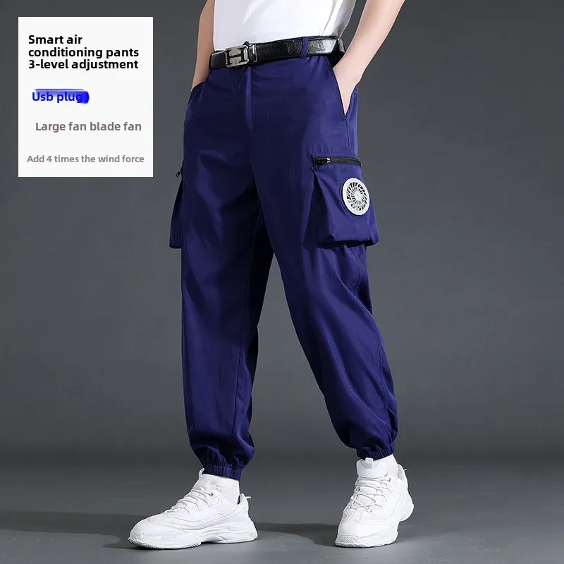 USB Fan Cooling Pants Men's Summer Heat Prevention Air Conditioning Trousers Outdoor Welding Building Refrigeration Work Pants