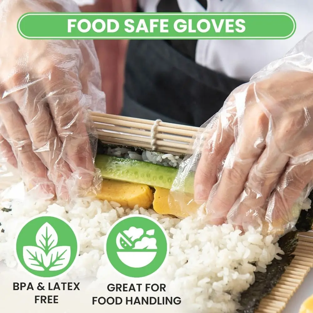 100Pcs New Acid Work Safety Disposable Gloves Food Grade Transparent Cleaning Gloves Non-Slip TPE Latex Free Gloves