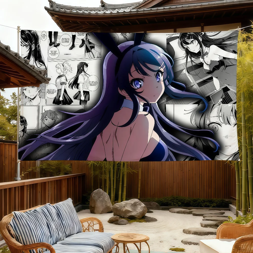Anime R-Rascal Does Not Dream Mai Sakurajima Flagge für Zimmer, Wohnheim, Camping, Picknick, Kunststil, Garage, Bar, Wanddekoration, Banner