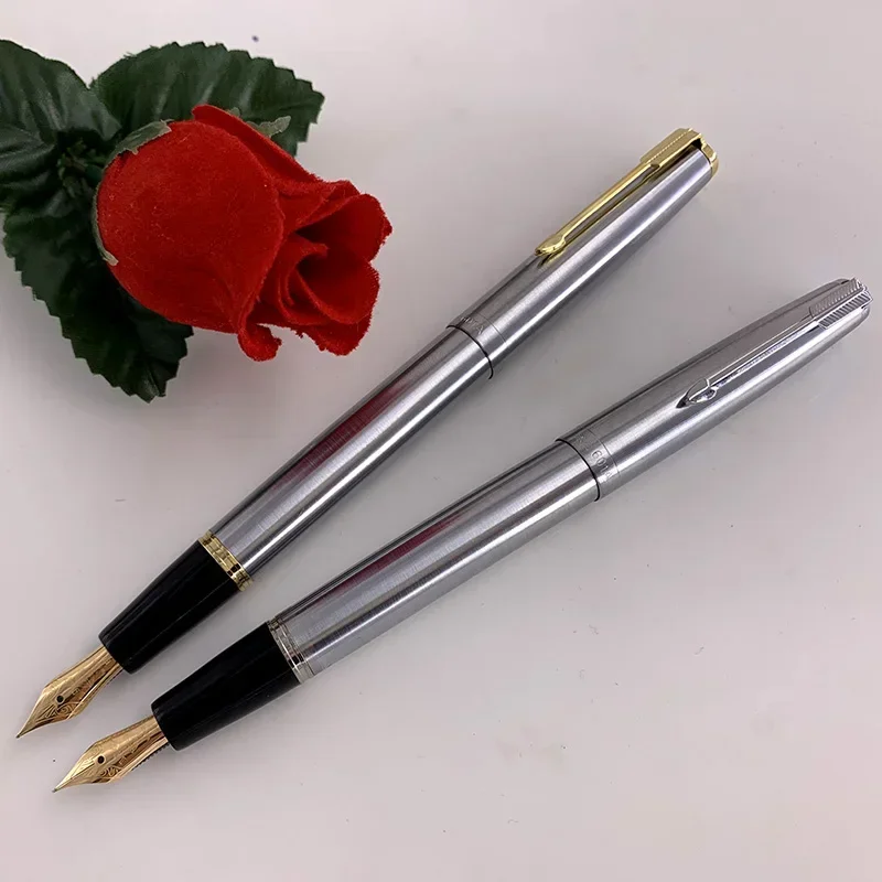 Creative Wingsung 601A 14K Fountain Pen All-Steel Rod Press Piston Bright Tip Gold Pen Writing School Supplies Office Stationery