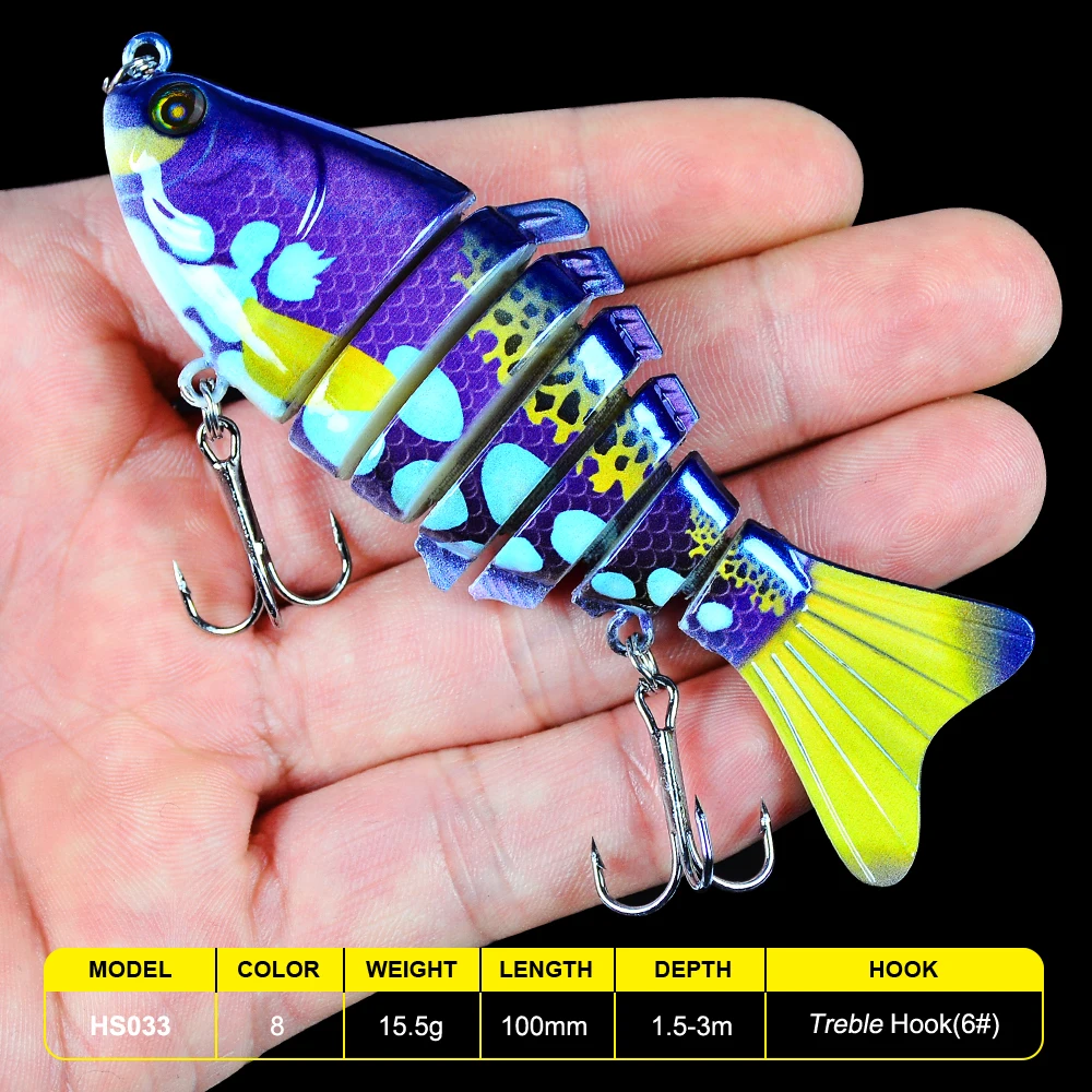 

1PCS 10cm 15.5g Jointed Multi Sections Fishing Lure Wobbler Crankbait Artificial Hard Bait Swimbait Trolling Carp Fishing Tackle