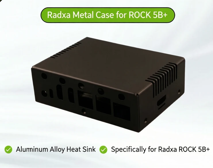 Risa Radxa 5B + aluminum alloy heat dissipation shell, internal cooling fan can be installed