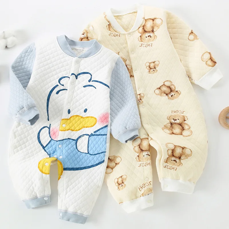 Newborn warm cotton clothes baby autumn and winter thickening Rompers baby cotton clothes