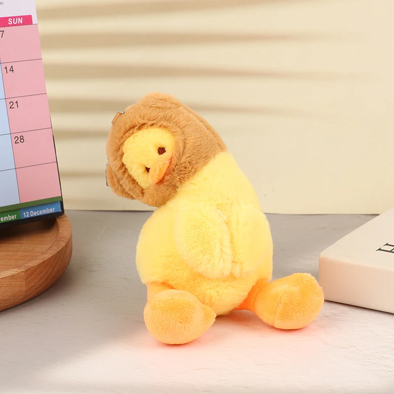 Head Cover Crooked Duck Pendant Keychain Creative Grab Machine Doll Plush Toy Backpack Pendant