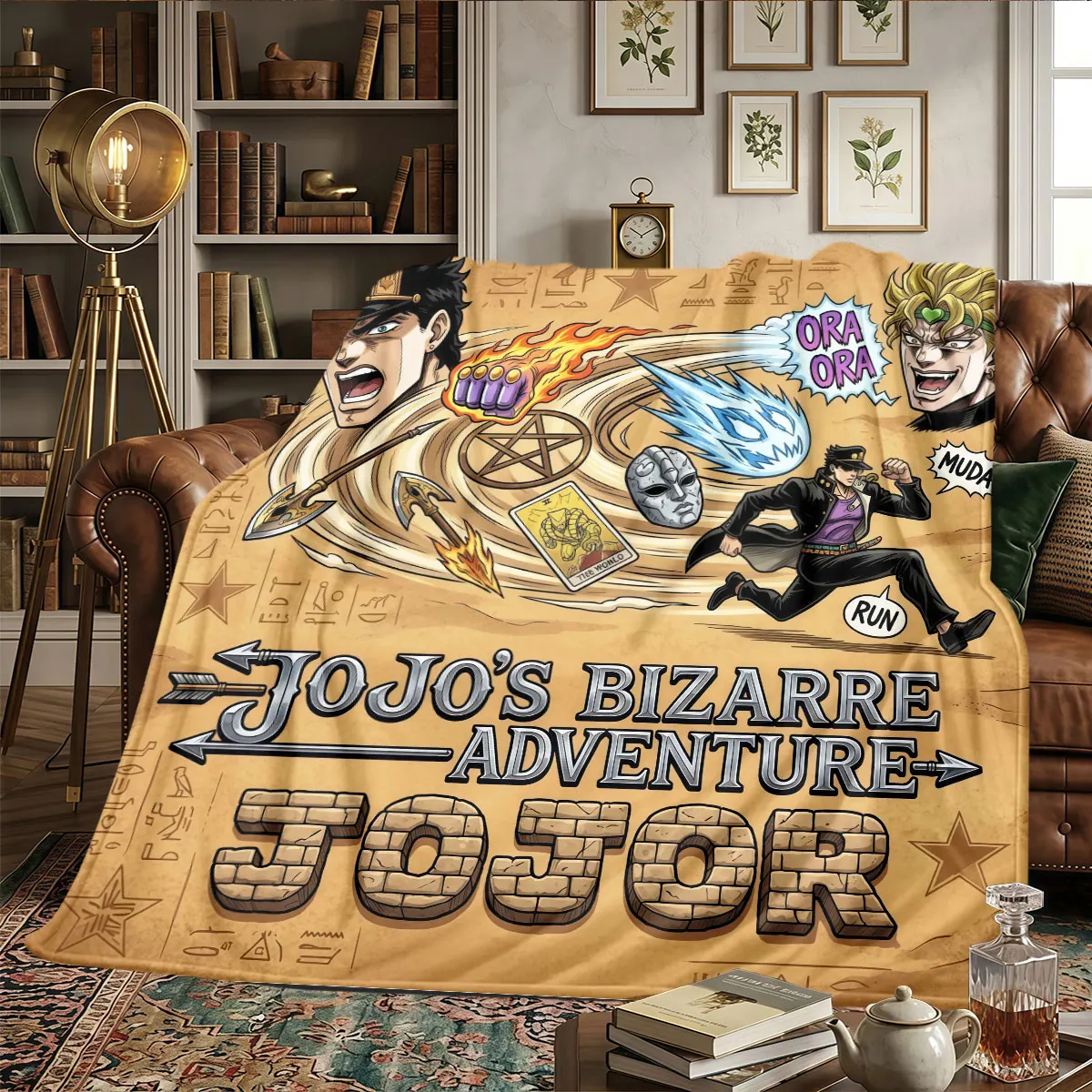 JoJos Bizarre Adventure Patterns Home Blanket High quality for Bedrooms Naps Beds Warmth and Comfort Birthday Present -HE47