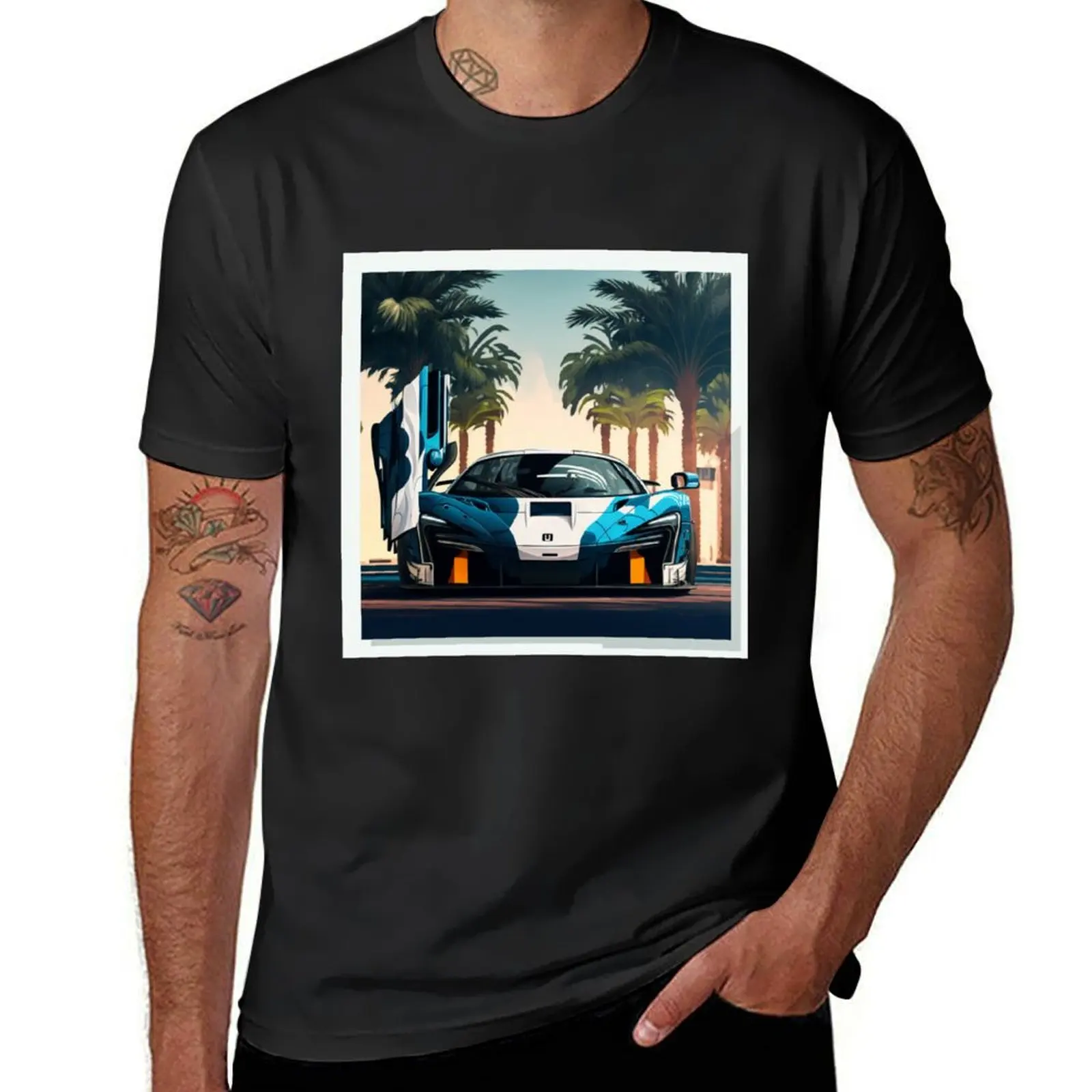 Striped Sports Car T-shirt Short sleeve tee summer clothes plus sizes funnys workout shirts for men