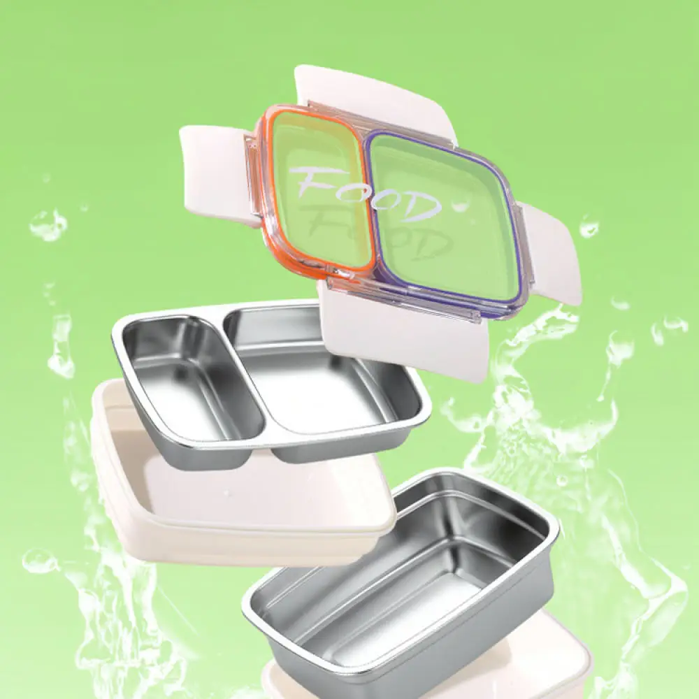 Stylish Stainless Steel Bento Box With Cutlery Set Divided Food Storage Container Leakproof Lunch Box For Daily Usage