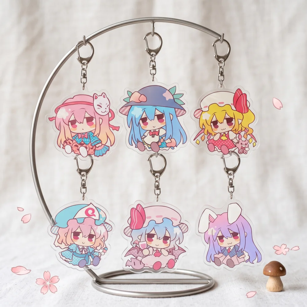 6cm Acrylic Keychain Anime Touhou Project Chibi Koishi Remilia Flandre Cirno Bag Charm Collectible Display Fans Gift