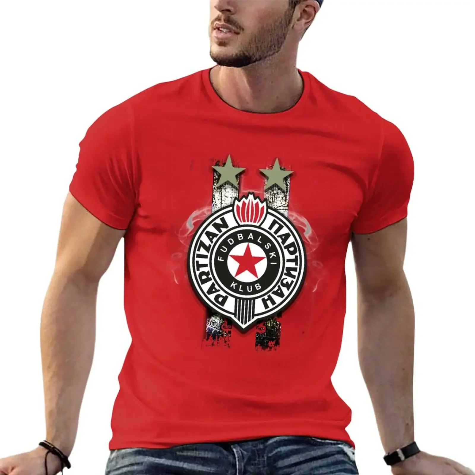 Partizan Beograd T-Shirt heavyweights anime Short sleeve tee men 2024 new arrival summer manga style round neck cotton for men image 6