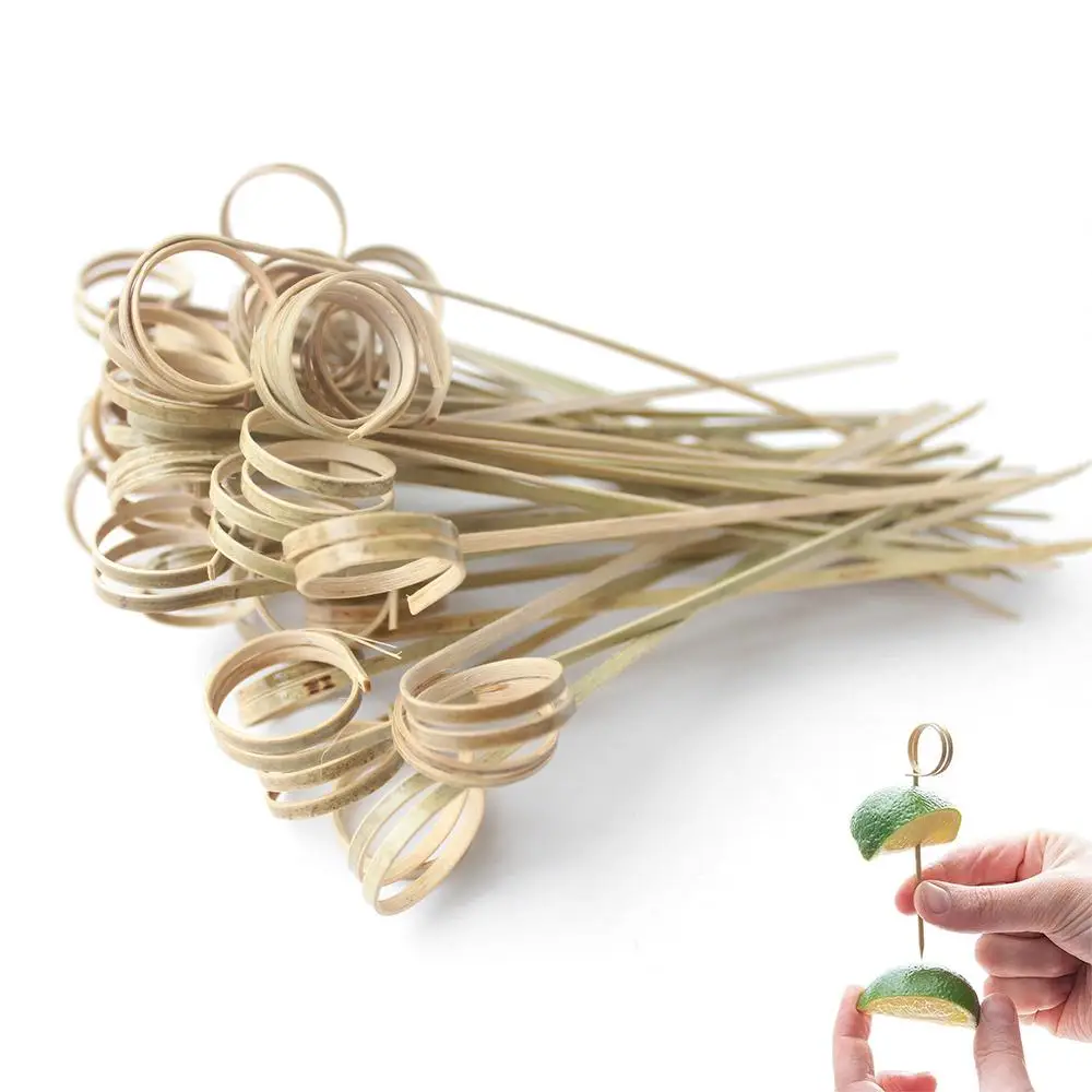 100pcs Disposable Bamboo Tie Picks 15/12cm Creative Knot Skewers Food Picks With Twisted Ends Food Fruit Fork Bamboo Sticks