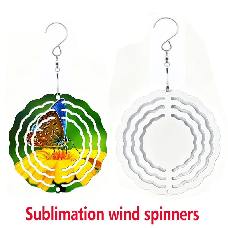 30Pcs/Lot 3 Inch Sublimation Blanks Metal Aluminum Wind Spinners Ornaments For Home Hotel Christmas Decoration