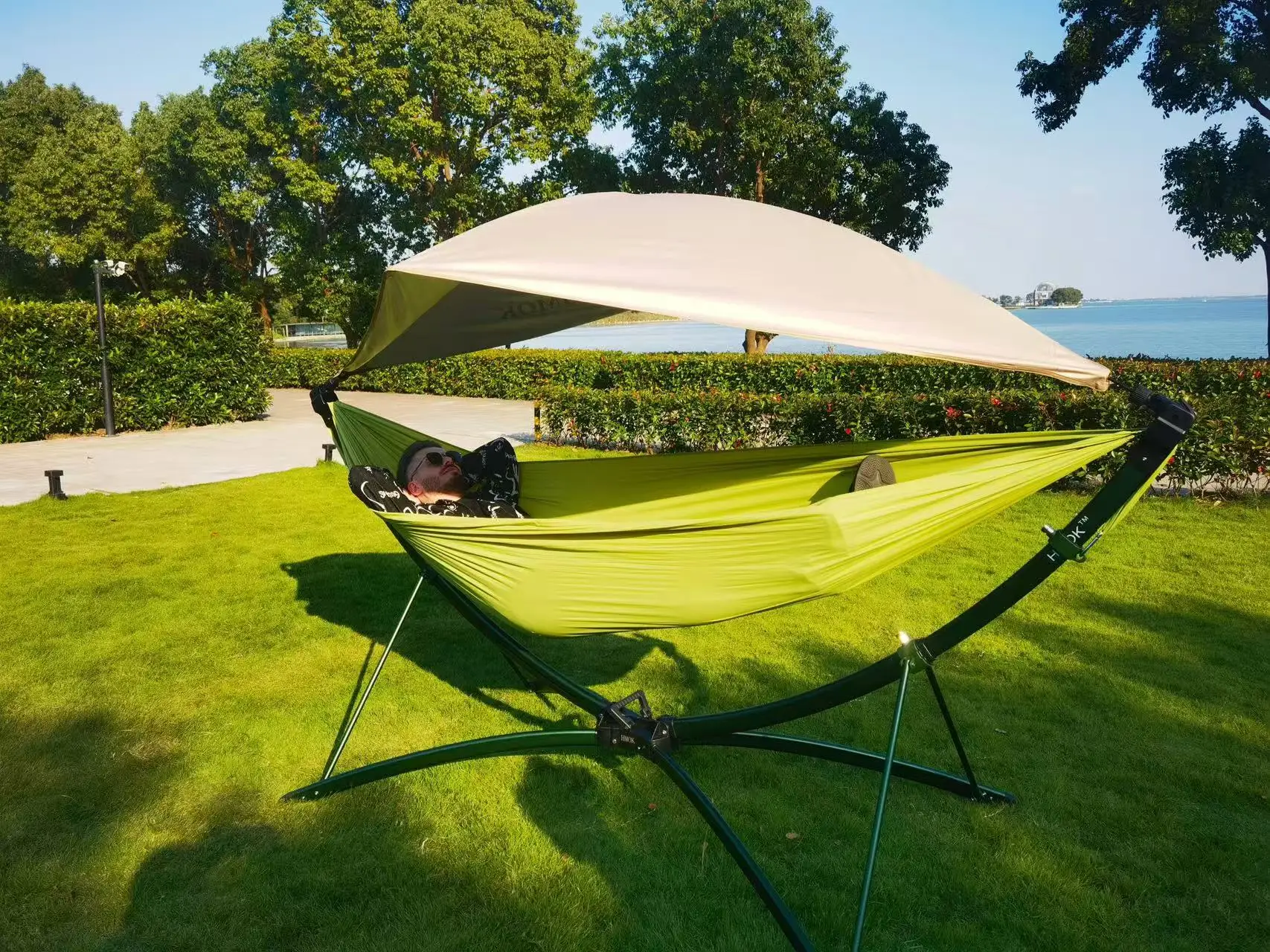 Quick-Setup Steel Hammock Frame Carrying Bag 3-Second Takedown Space-Saving Nylon Material For Indoor Outdoor Camping Hiking
