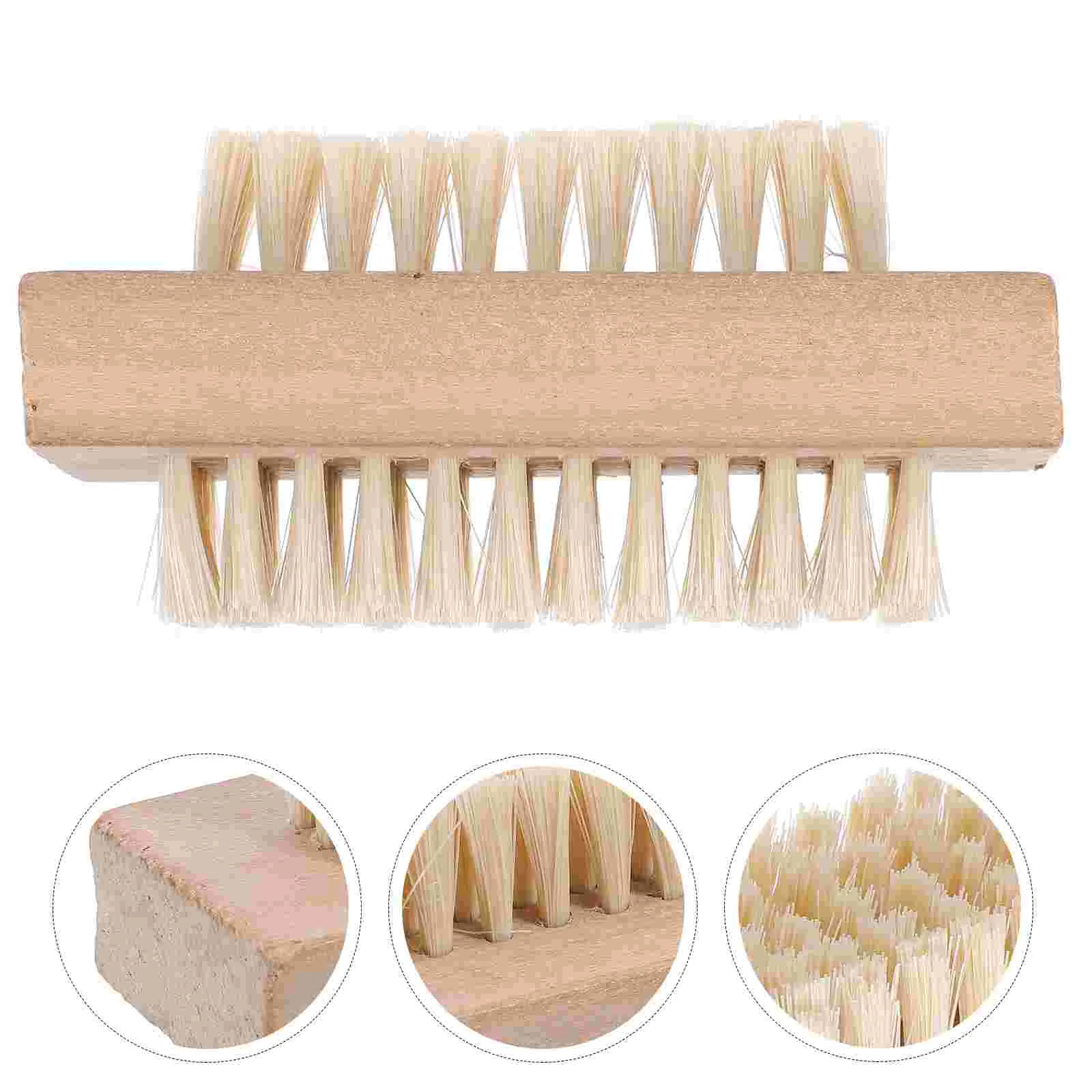 

Wooden Handle Double Sided Natural Bristle Nail Brush Wooden nail brush Bristle nail polish Double sided nail brush