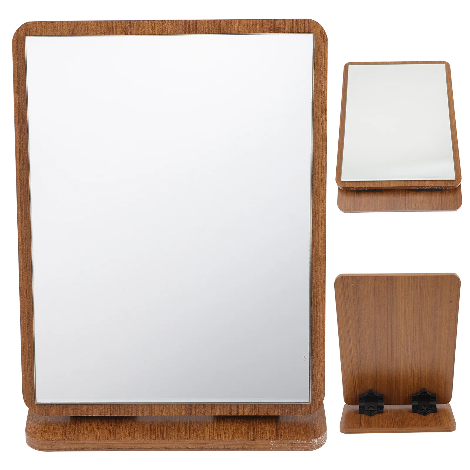 Desktop Mirror Aesthetic Vanity Bathroom Decor Stand Table Wood Dorm Vintage Mirrors