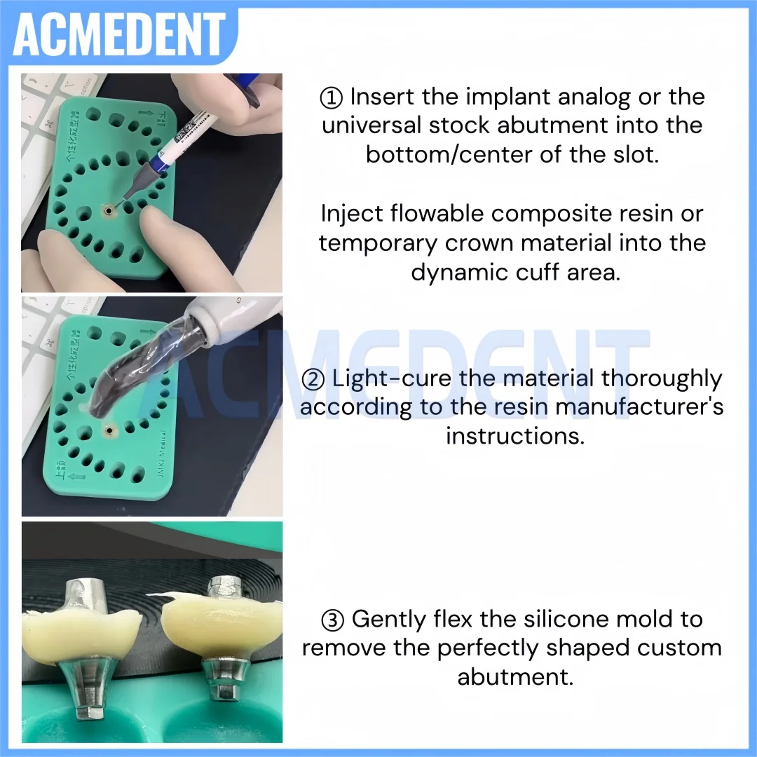 Pink/Green Dental Implant Gingival Former Cuff Forming Mold Customization Silicone Practice Model Digital Abutment Silicon