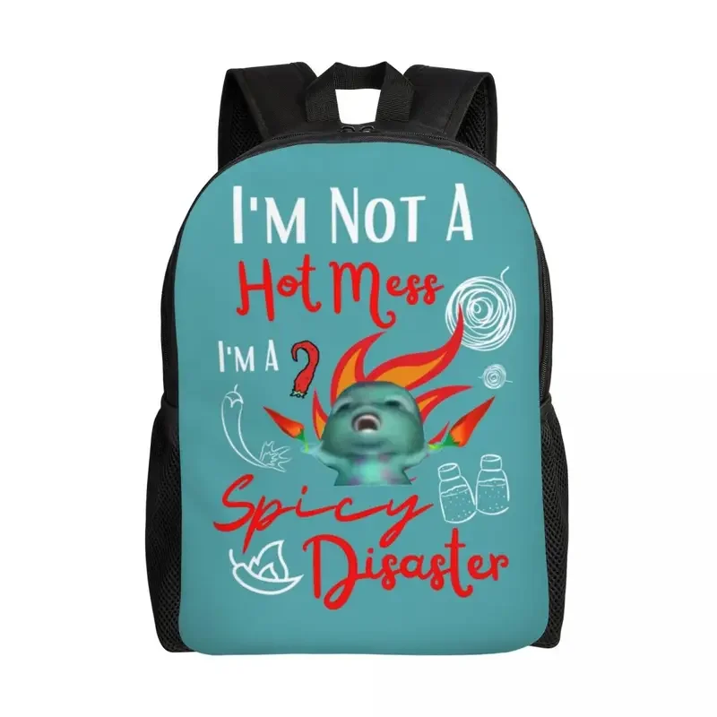 I Am Not A Hot Mess I Am A Spicy Disaster mochila de viaje para mujeres y hombres, bolsa de libros para computadora escolar, bolsas de día para estudiantes universitarios de dibujos animados