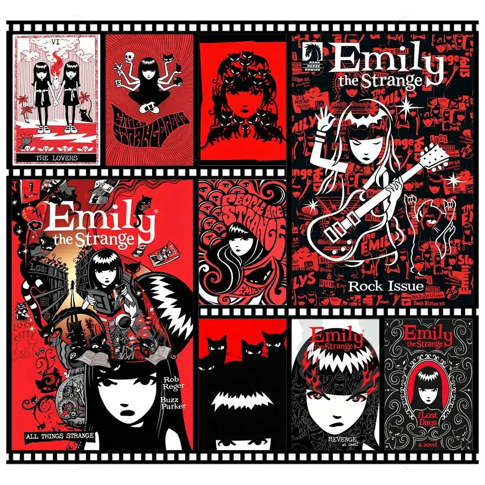 Emily the Strange Gothic Comic Poster Wall Art Poster HD Waterproof PP Print Bedroom Living Room Office Decor Gift