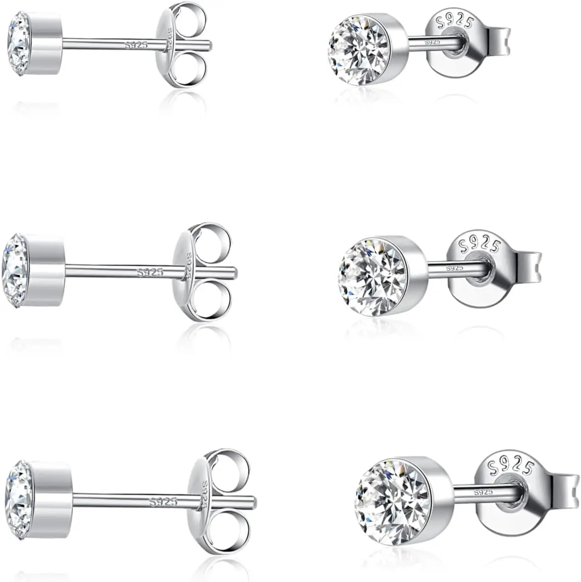

Silver Stud Earrings for Women, 925 Sterling Silver Stud Earrings Set, Hypoallergenic Small Helix Cartilage