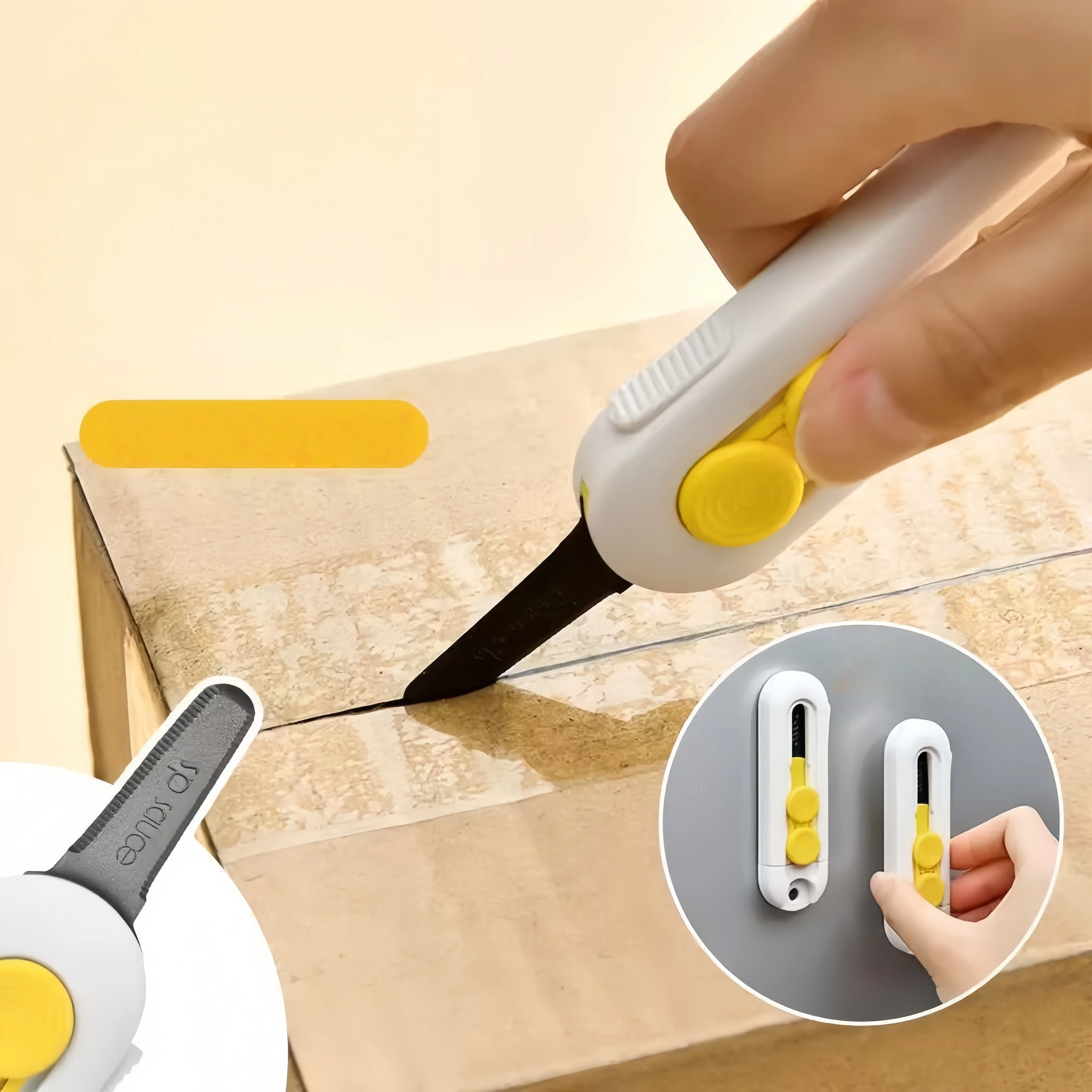 1pc, magnetic mini box cutter Portable box cutter Letter opener and paper cutter Retractable blade Durable ABS material mini box