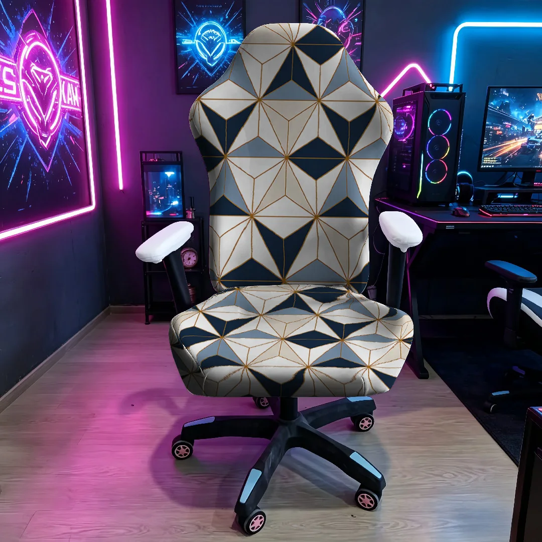 Geometric Triangle Gaming Chair Cover, E-sports Stretch Elastic Anti-Scratch Slipcover for Gamer & Office Chair