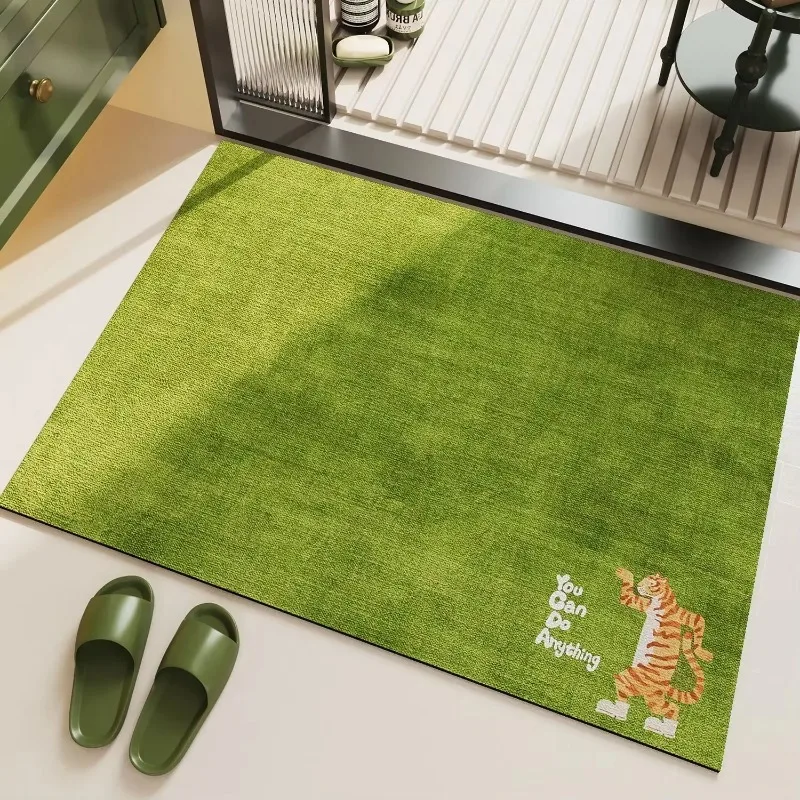 Floral Bathroom Entry Rug, Anti-slip Water Absorbent Floor Mat for Washroom Door