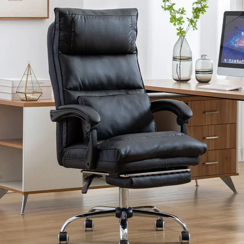 Juste de chaise de bureau ergonomique en cuir imperméable, décoration de meubles, roues d'ordinateur, design de luxe