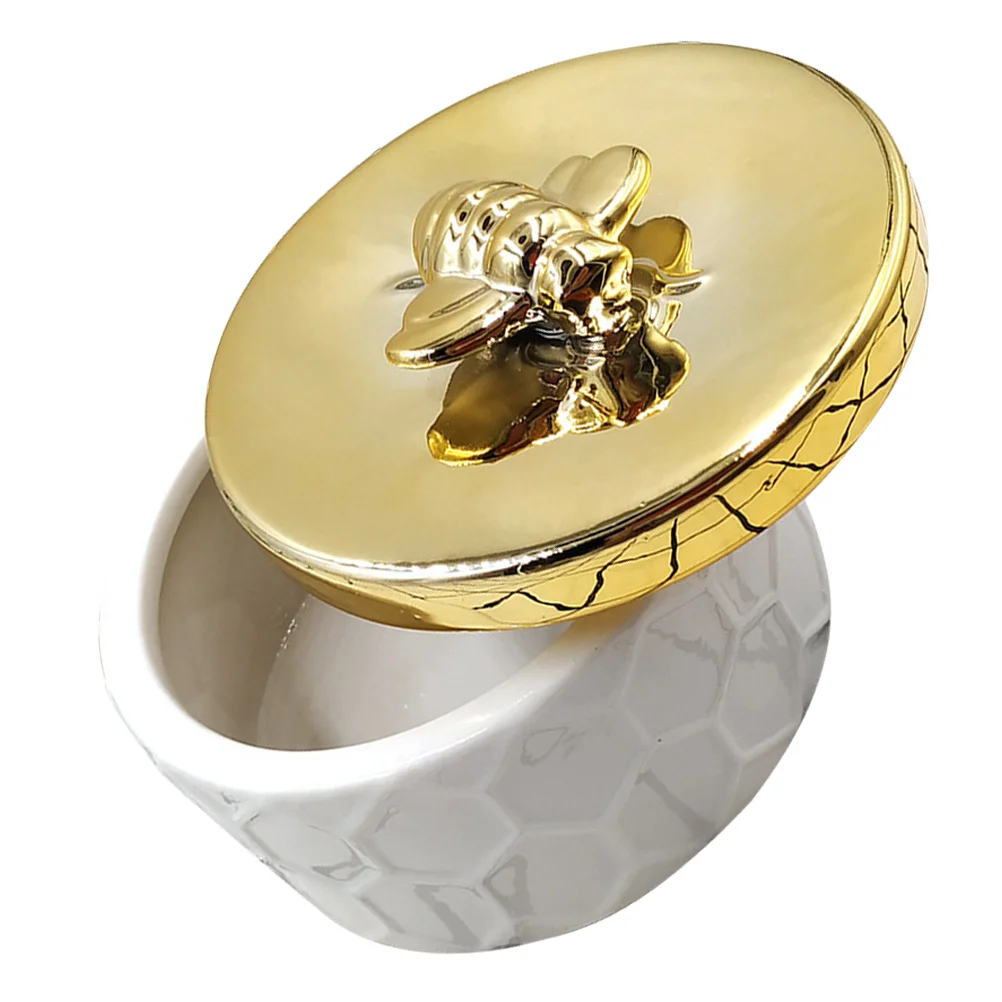 

Керамическая шкатулка для драгоценностей с крышкой в виде пчелы, декоративный контейнер для хранения, органайзер для ювелирных изделий, держатель для безделушек для туалетного столика, спальни, гостиной