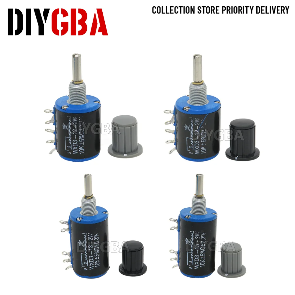 1piece WXD3-12 1W Potentiometer 100 200 220 1K 2.2K 3.3K 4.7K 5.6K 6.8K 10K 22K 33K 47K 100K Ohm WXD3-13 2W Gray Black Knob