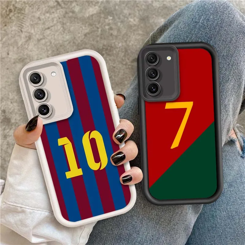 

Football Stars No.10 7 Logo For Samsung Galaxy S25 S24 S23 S22 S21 S20 Ultra Plus FE 5G Eye Ladder Soft TPU Cover Phone Case