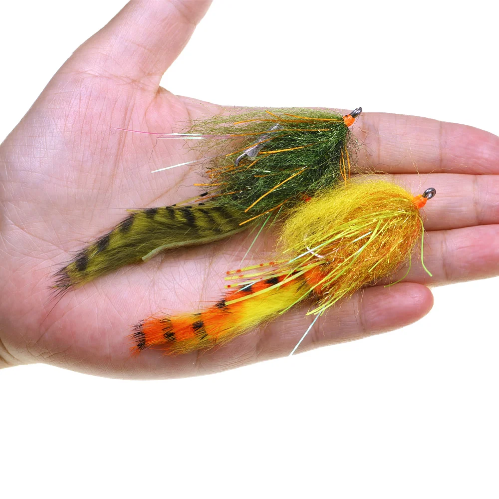 Vampfly 2 قطعة # 2/0 قماش القنب الأرنب يطير أرنب قطاع Zonker غاسل يطير الشائكة الفولاذ المقاوم للصدأ هوك باس بايك Steelhead الصيد إغراء