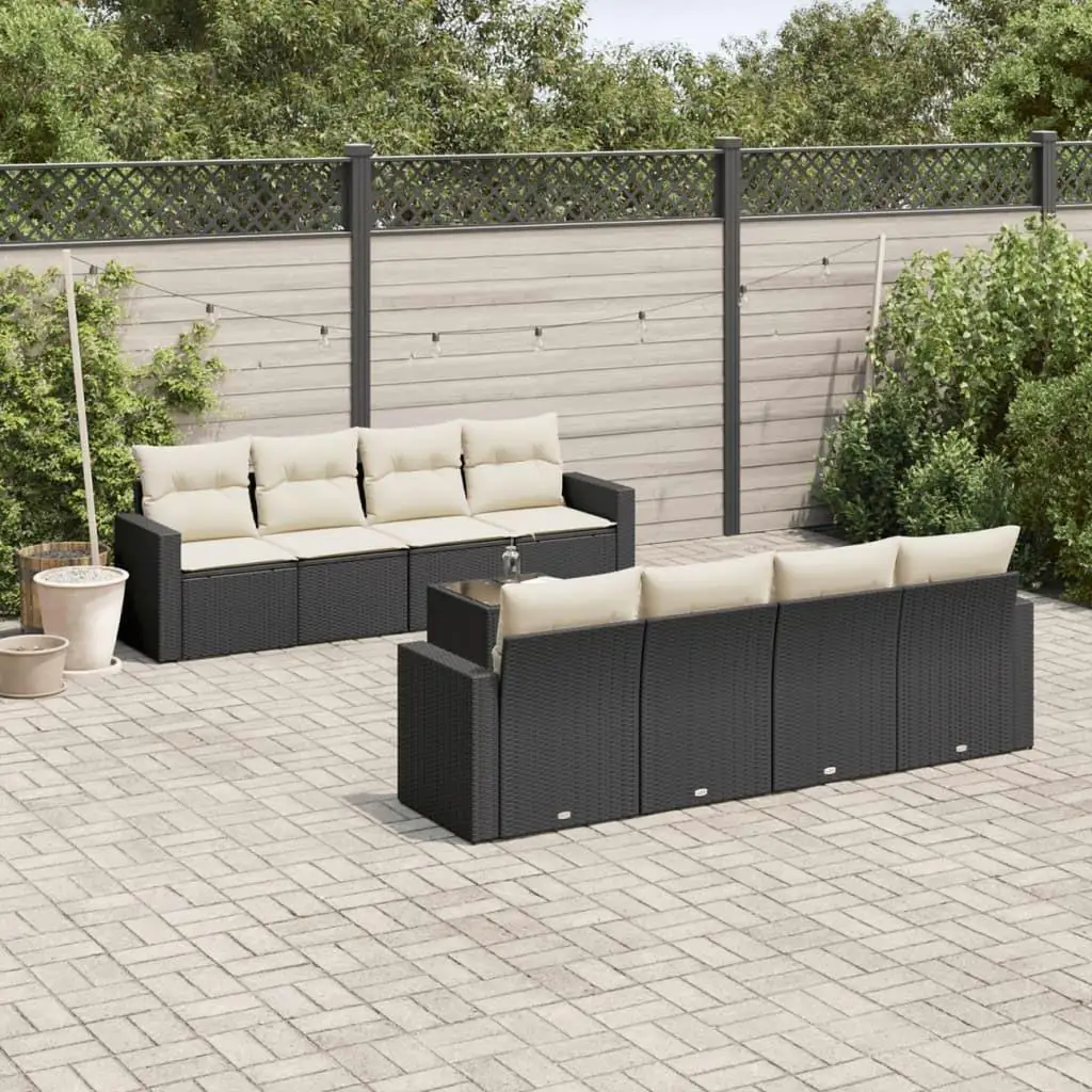 

Comfortable Black PE Rattan Garden Sofa Set with Powder Coated Steel Frame and Tempered Glass Table for Outdoor Relaxation