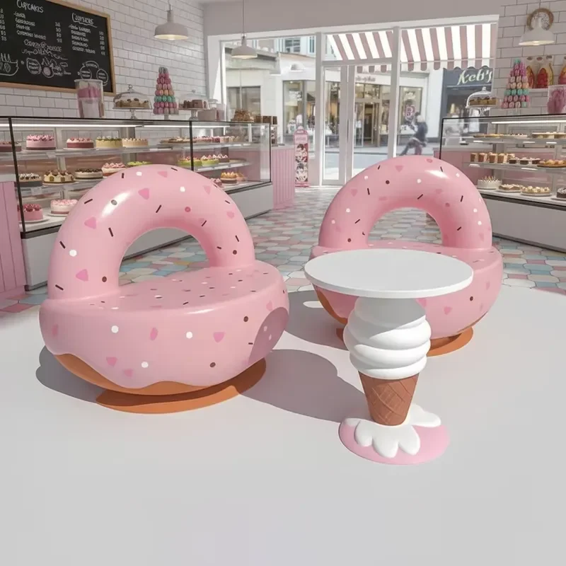 Special Ice Cream Table Waiting Chair Modern Commercial Fiberglass Furniture for Hotel Park Hospital Art Decor