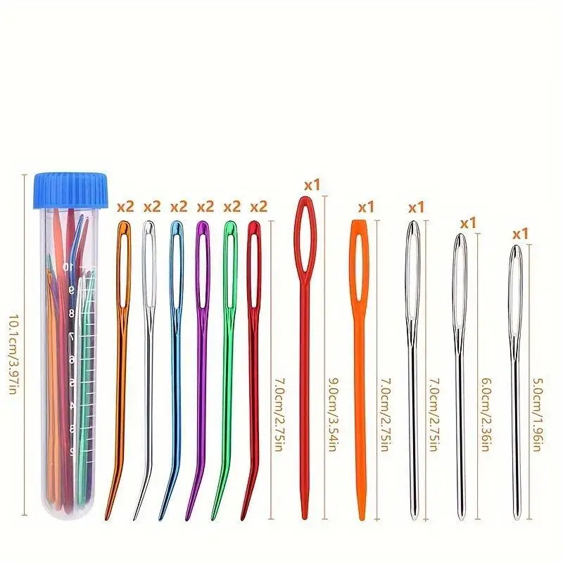 1/2 Set Blunt-Tipped Large-Eye Hand-Sewing Bent-Head Sweater Needle DIY Knitting Tool Embroidery Ribbon Needle Set for Yarn Craf
