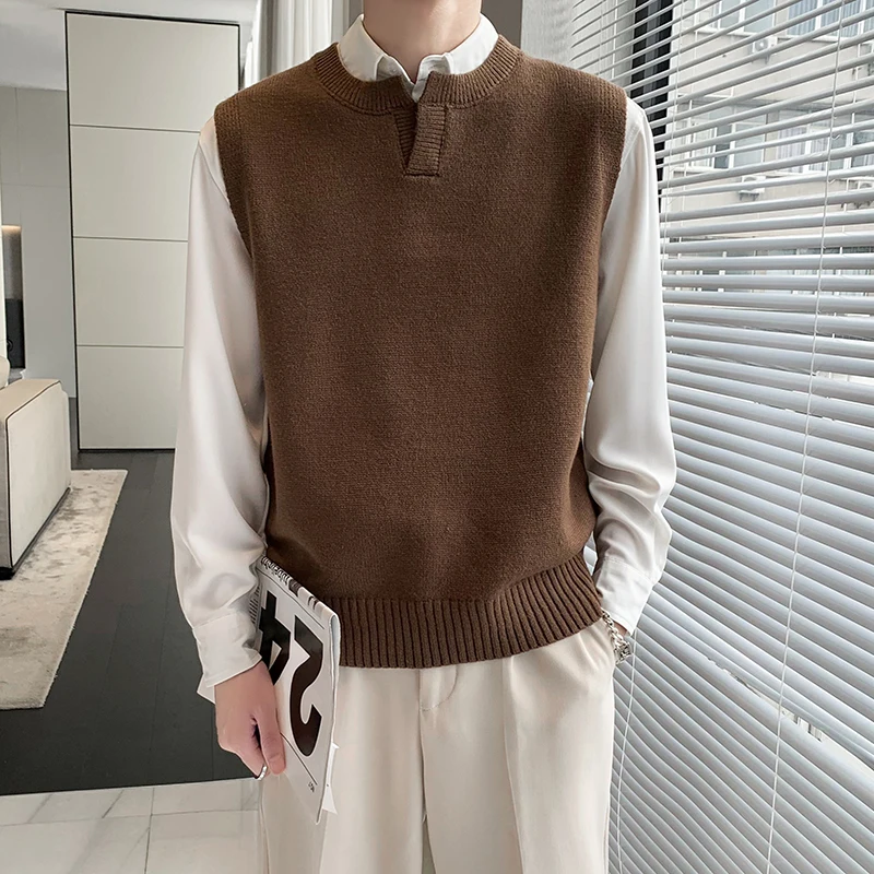 Winter Sweater Vest Men Warm Fashion Slim Fit Sweater Vest Men Korean Casual V-neck Sleeveless Sweater Mens Jumper Clothes