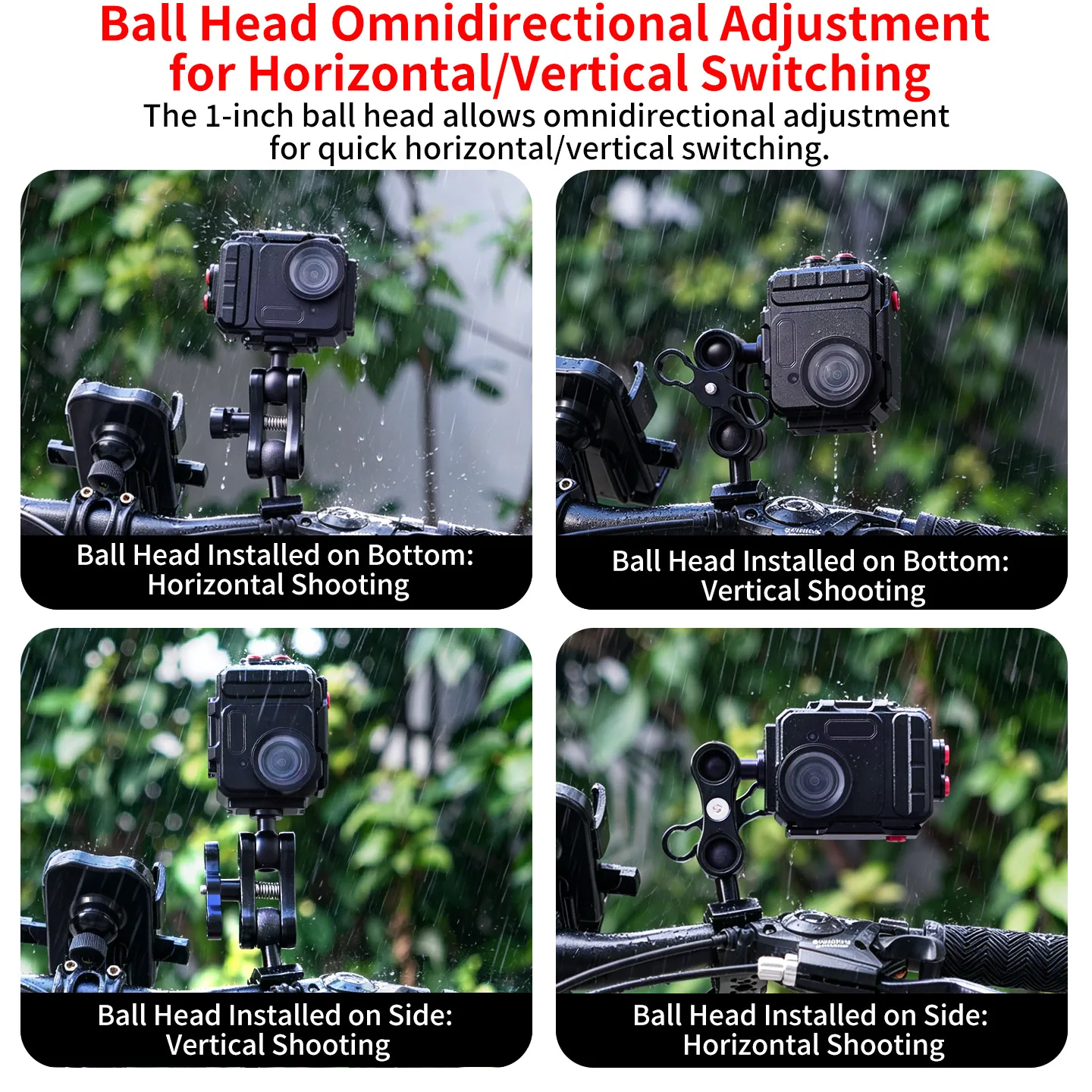 80M Wasserdichtes Unterwassergehäuse für Insta360 GO Ultra Action-Kamera, Metallkäfig mit Kugelkopfhalterung für Regen- und Fahrradfotografie – Detail 13
