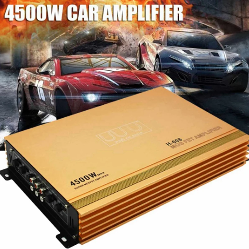 4500W เครื่องเสียงรถยนต์สี่ช่อง High Power Amplifier สามารถติดตั้ง 4 ลําโพง H-608 เครื่องขยายเสียง