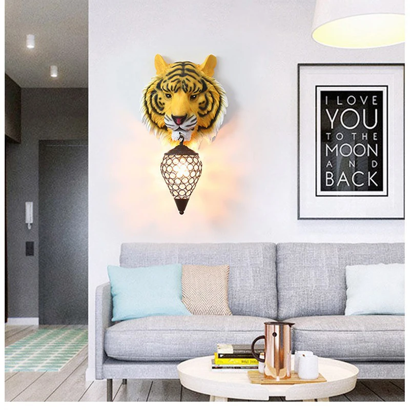 SOFITY Modern Wall Lamp LED Creative American Tiger Sconce Lights For Home Living Room Bedroom Bedside Porch Decor