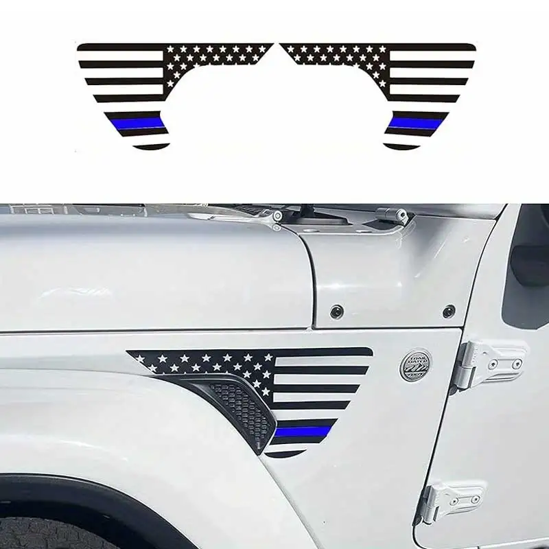 

2 шт., вентиляционные наклейки на боковые брызговики автомобиля, подходят для Jeep Wrangler JL/JT Gladiator 2018-2020, графические виниловые наклейки с флагом США