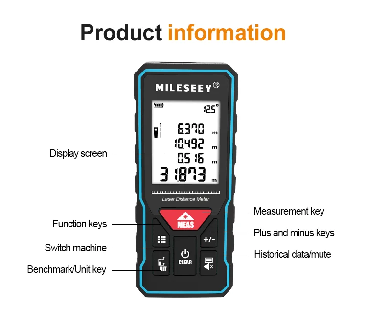 Mileseey X6 Laser Distance Meter trena laser лазерная рулетка Rangefinder Measuring profesional tester tools