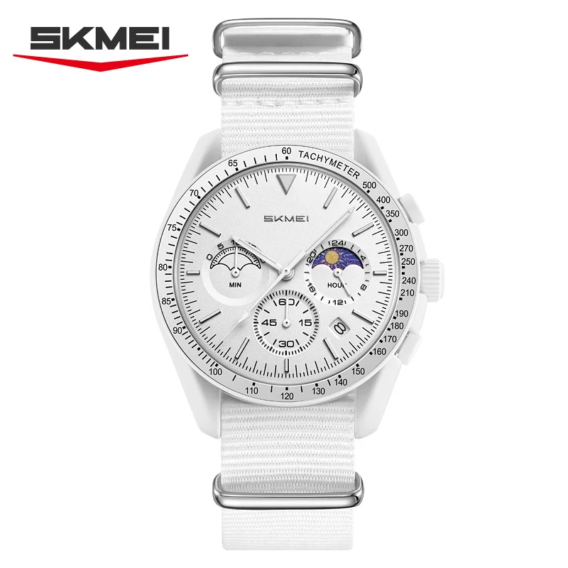 SKMEI 9392 Quartz Chronograph Watches Men Women Date 30M Waterproof Sport Wristwatch Fashion Nylon Strap Watch Gifts reloj mujer