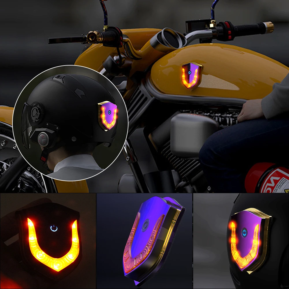 LED Motorcycle Helmet Light USB Rechargeable Cordless Riding Light Safety Signal Warning Lamp Night Riding Accessories