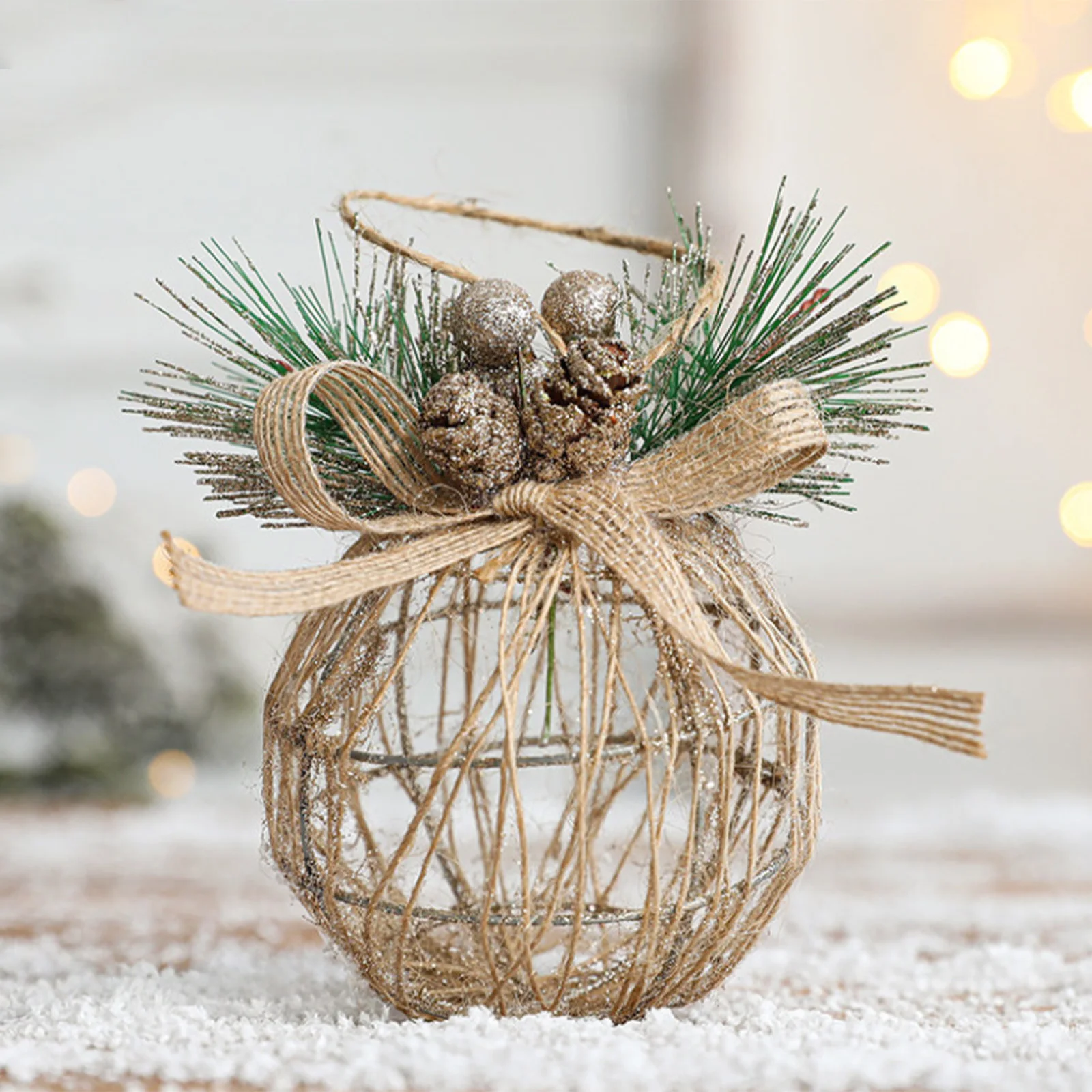 クリスマス、吊り下げ装飾、鉄素材、クリスマスツリーの装飾、ギフト、1個用の中空ボール装飾品